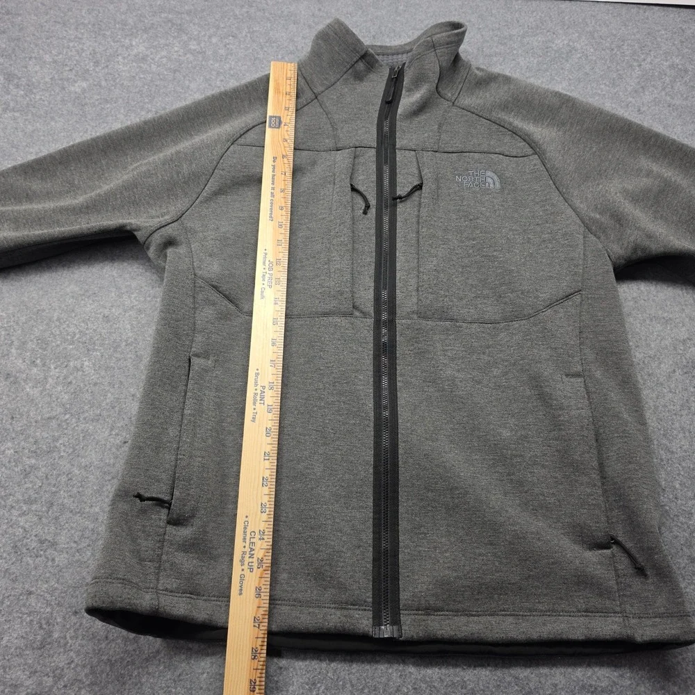 The North Face Mens Full Zip Grid Fleece Jacket Gray L Mock Neck Pockets
